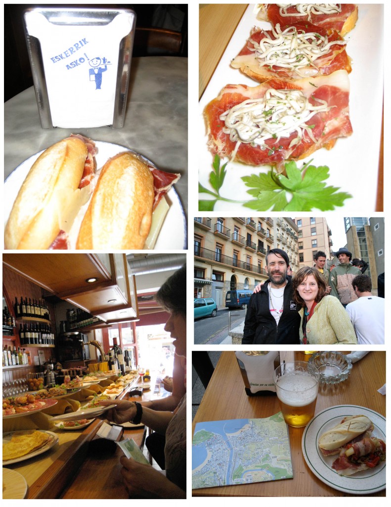 pinxtos. more pintxos and the grunting guy from the plane after he had a beer and decided to be nice