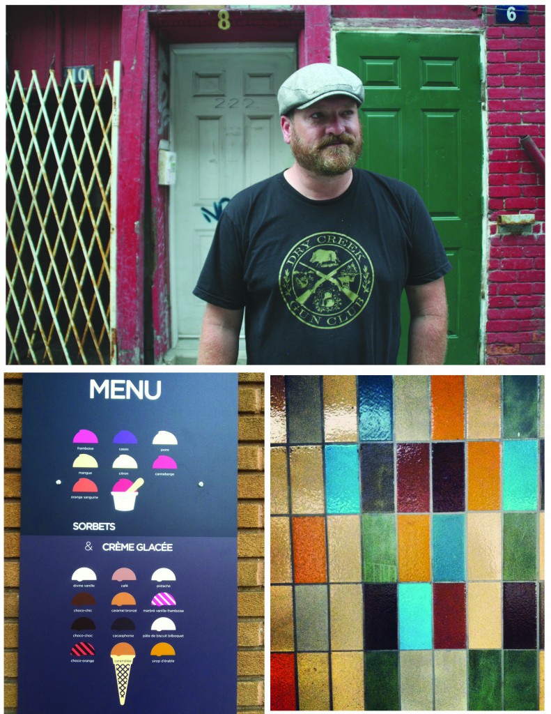 seth in montreal's chinatown * amazing ice cream menu sign at the jardin botanique * colored subway tile in the metro
