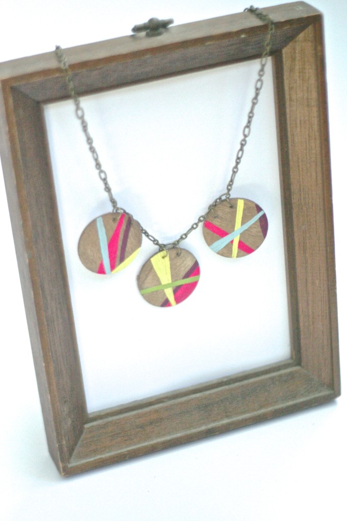 how to make a painted geometric wood necklace from dear handmade life