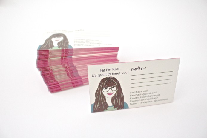 Edge painted business cards from Oubly designed for Kari Chapin by Show + Tell Design Studio on Dear Handmade Life