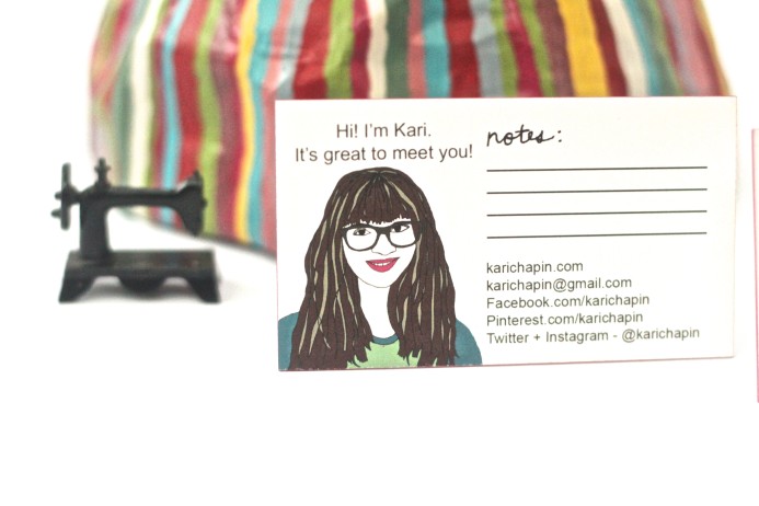 Edge painted business cards from Oubly designed for Kari Chapin by Show + Tell Design Studio on Dear Handmade Life