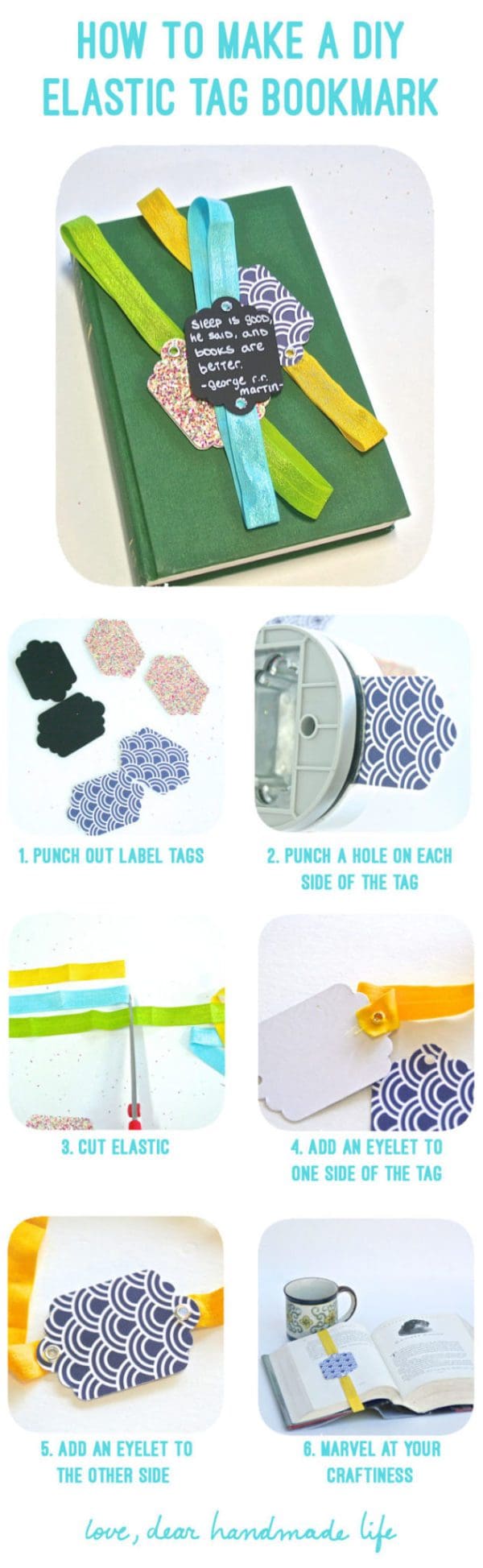 How to Make an Elastic Bookmark + Fiskars Tag Maker Giveaway Dear