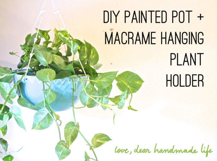 DIY Painted Pot + Macramé Hanging Plant Holder from Dear Handmade Life-2