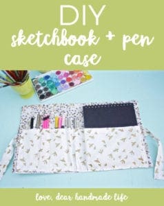 How to sew a diy sketchbook and pen case easy sewing tutorial from Dear Handmade Life