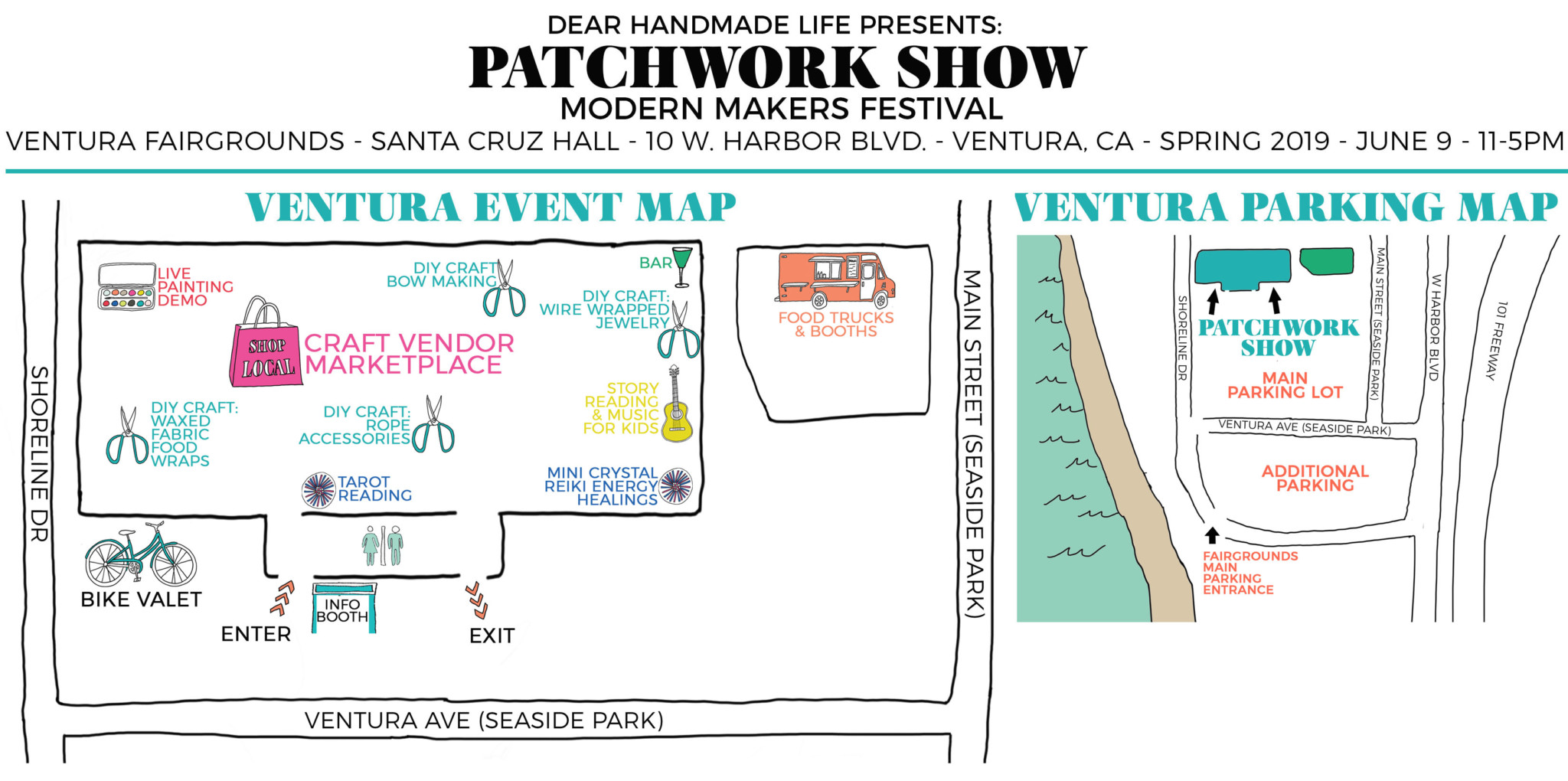 *NEW patchwork show ventura event and parking map Dear Handmade Life