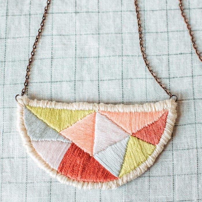 DIY Hand Embroidered Necklace