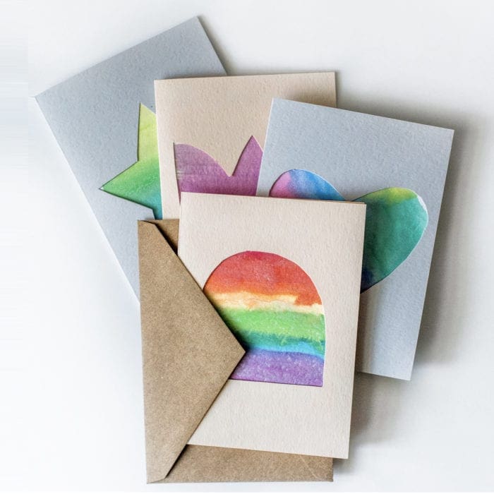 Watercolor Paper Cut-Out Greeting Cards
